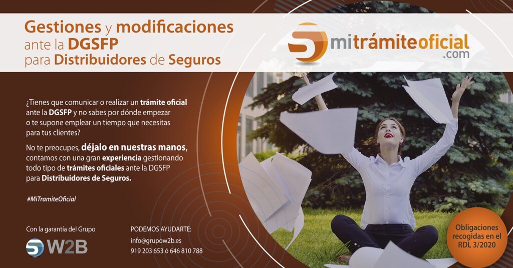 Grupo W2B crea “mitrámiteoficial.com” para realizar los cambios en el Registro de la DGSFP para distribuidores de seguros
